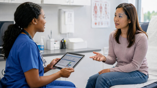 Patient asking nurse questions about safe care