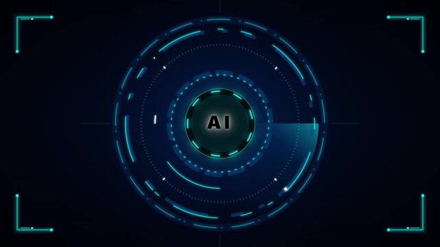 Ai artificial intelligence hud interface with scanning radar and digital data visualization