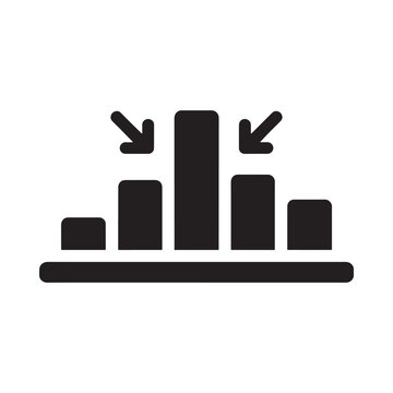 Bar Graph Silhouette With Arrows Black Icon On White Background