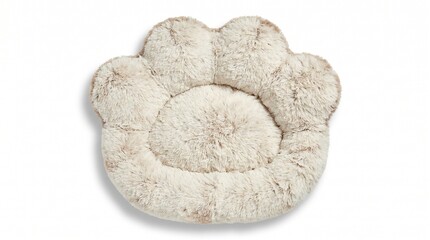 Fototapeta premium Luxurious Faux Fur Paw Print Pet Bed for Ultimate Comfort and Warmth, Ideal for Cats and Small Dogs to Relax and Sleep Peacefully