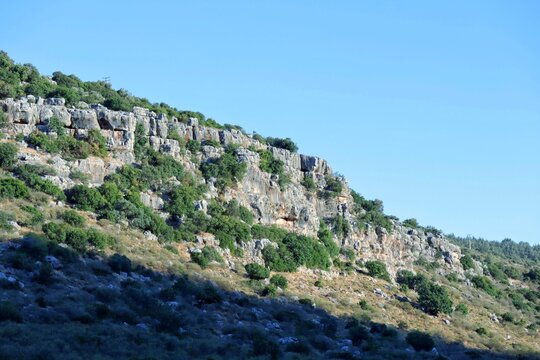 Galilee mountain landscape with blue sky