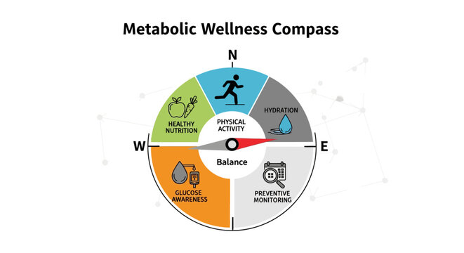 Metabolic wellness compass chart with four quadrants