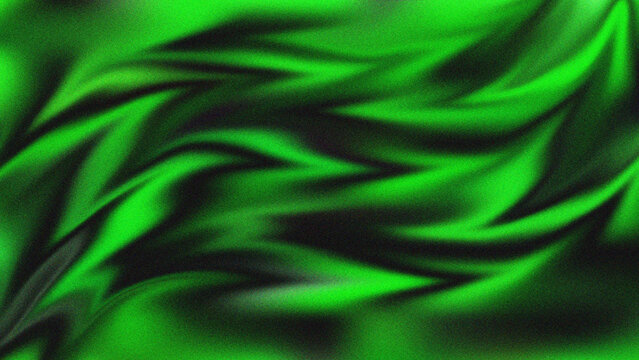 Dynamic bright green abstract liquid art with contrasting black swirls and a compelling grainy texture effect