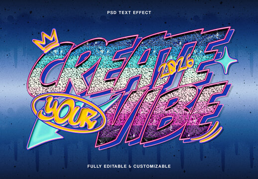 Retro Y2K Neon Graffiti Text Effect
