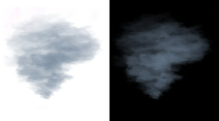 Naklejka premium Atmospheric smoke cloud on black and white backgrounds, realistic gray fog texture, ethereal vapor mist element for compositing and design
