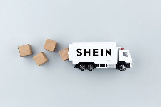 The truck with the emblem SHEIN. Trade tariffs and competition.