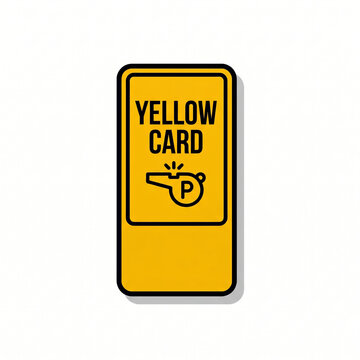 Yellow Card Sports Penalty Icon on a white background for cut-out