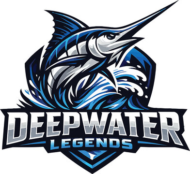 Deepwater legends marlin fish mascot logo for sport fishing