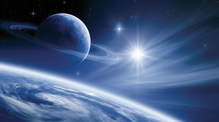 Fototapeta premium Exploration of Cosmic Space Station in the Vastness of Universe