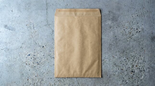 Brown Kraft Padded Envelope Mockup on Gray Concrete Floor