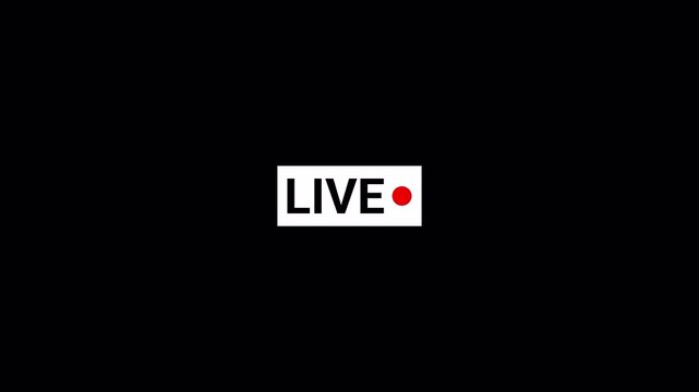 Red Live Stream Button with online camera recording 4k animation, Live streaming sign icon animation on transparent background, live streaming and broadcasting  for TV Shows, and social Live .