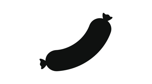 Sausage Silhouette On White Background meat food