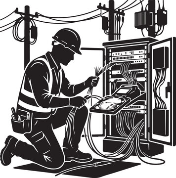 electric vehicle mechanic silhouette battery repair service