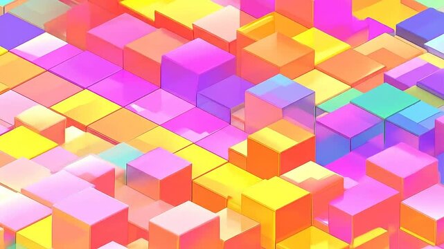 Vibrant 3D isometric cubes in a colorful pastel pattern