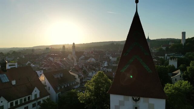 Ravensburg, Deutschland: Vorbeiflug am Spitalturm