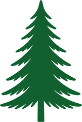 Obraz premium Illustration of Lush Green Pine Tree Isolated on White Background Minimalist Style