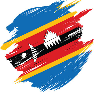 eswatini flag brush stroke grunge patriotic vector illustration