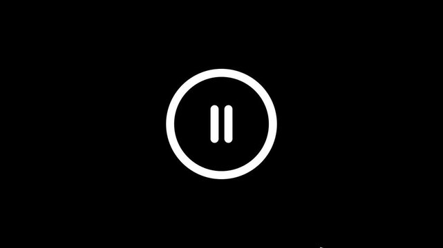 Animated media player icon showing loading transition to play and pause buttons on white background.