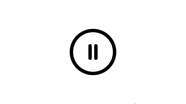 Animated media player icon showing loading transition to play and pause buttons on white background.