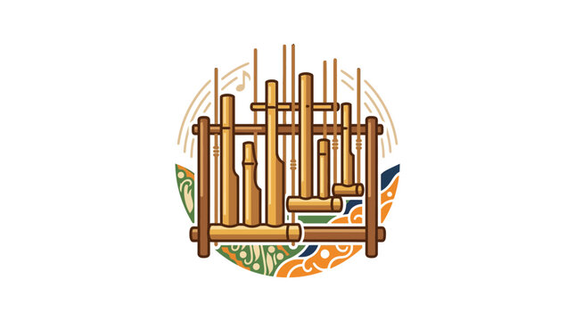 Bamboo Angklung musical instrument icon in circular design.