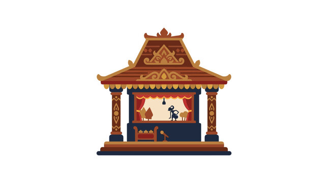 Balinese traditional pavilion with shadow puppet stage.