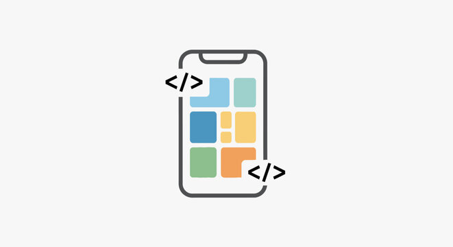 Smartphone with application interface and code symbols.
