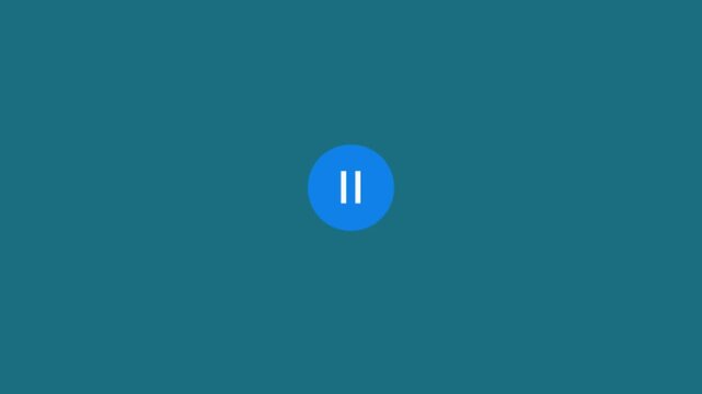Interactive play and pause button ui animation. Transparent background with alpha channel