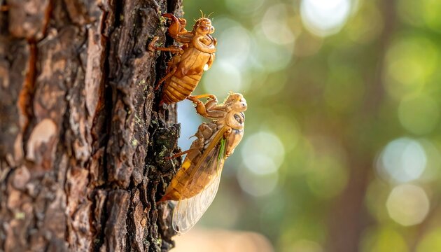 Cicada Molt on Bark.