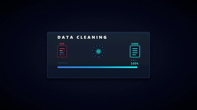 Data cleaning process ui animation: automated digital information optimization interface