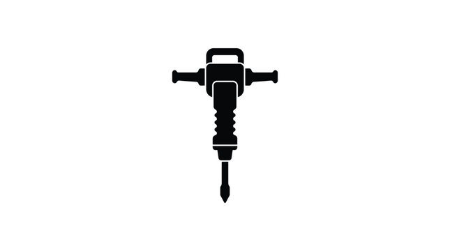 Jackhammer silhouette against a white background a construction tool depiction