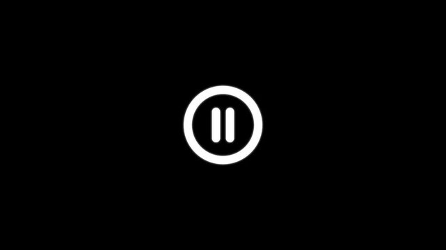 Animated media player icon showing loading transition to play and pause buttons on white background.