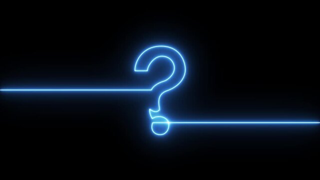 neon glowing loop Question mark sign Question mark icon asking icon animation.4k resolution on transparent background.
