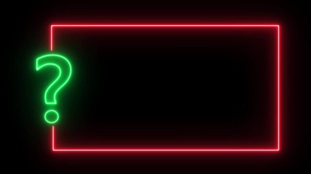neon sign light Question mark . Quiz trivia game competition. Glowing large advertisement in concept on transparent background.