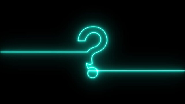 neon glowing loop Question mark sign Question mark icon asking icon animation.4k resolution on transparent background.
