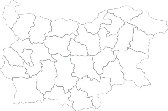 Bulgaria outline map with provinces, minimalist line art vector illustration