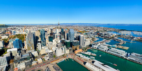 Fototapeta premium Aerial view of Auckland city's harbour in New Zealand