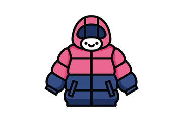 Fototapeta premium Cute Pink and Navy Blue Winter Puffer Jacket Vector