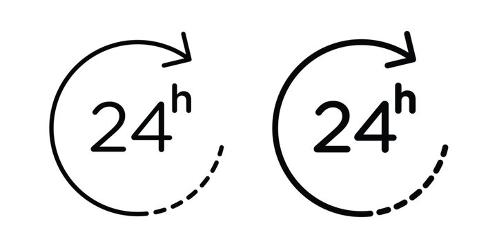 24 hours icon. Linear icon collection. Editable vectors