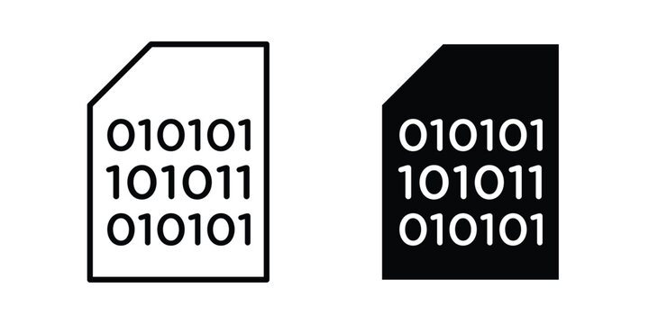 Binary code icon. Linear icon collection. Editable vectors