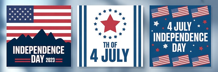 Naklejka premium Independence day 4th of july patriotic posters