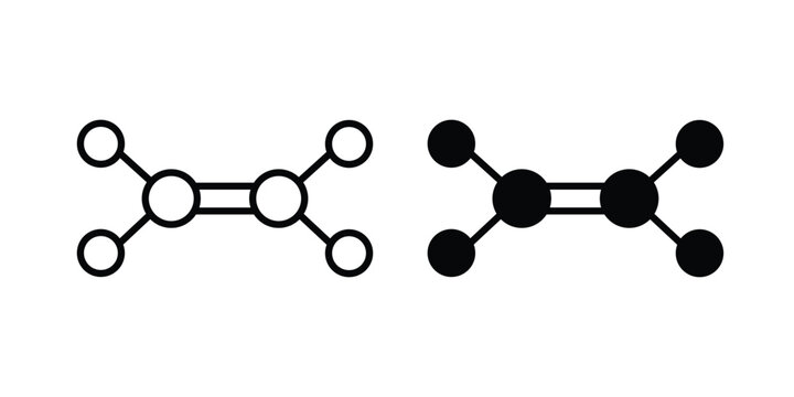 Ethylene molecule icon. Linear icon collection. Editable vectors
