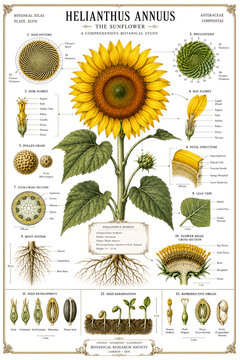 Botanical Atlas: Helianthus Annuus (Sunflower) Comprehensive Botanical Study