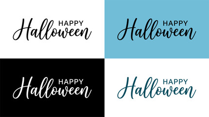 Happy halloween typography four color variations for seasonal designs marketing © Hafija