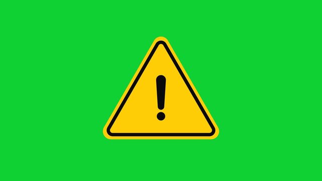 Danger road warning sign caution signs exclamation symbols. warning sign with exclamation mark. Alert sign Danger warning green screen background