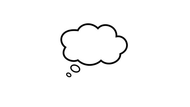 Animated white bubble speech. Speech bubble cloud pop up Cartoon, comic concept chat bubble. 4k video with alpha channel