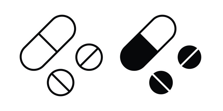 Painkiller pills icon. Linear icon collection. Editable vectors