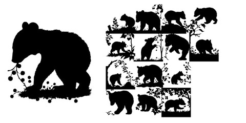 Bear Cub Reaching for Berries Silhouette © 99___Designer