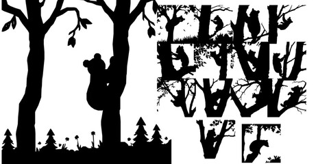 Bear Cub Clinging to a Tree Silhouette © 99___Designer