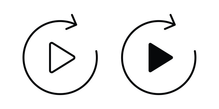 Replay icon. Linear icon collection. Editable vectors