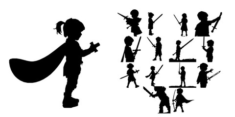 Child Holding a Toy Sword Silhouette